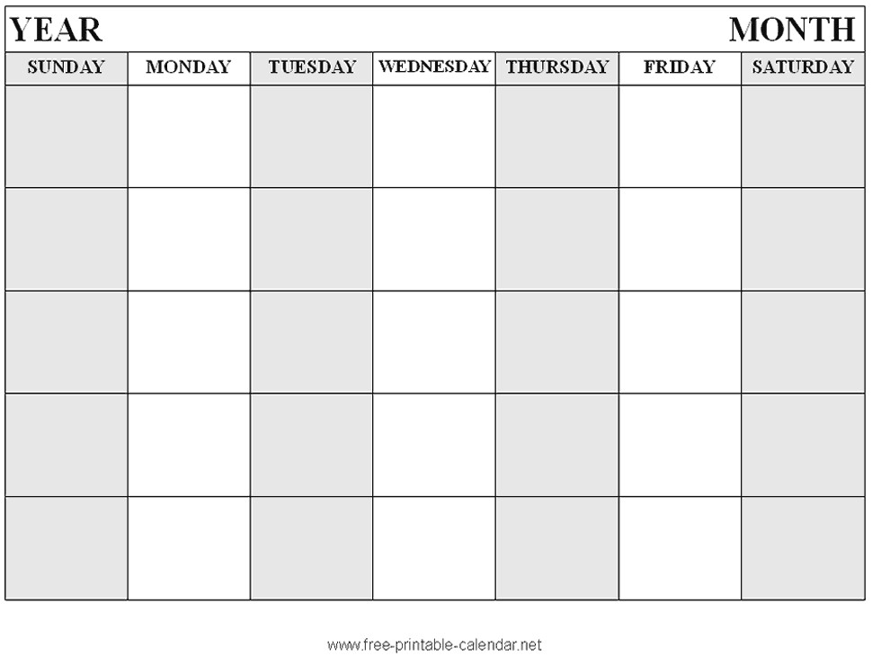 Free printable Blank calendar format 3
