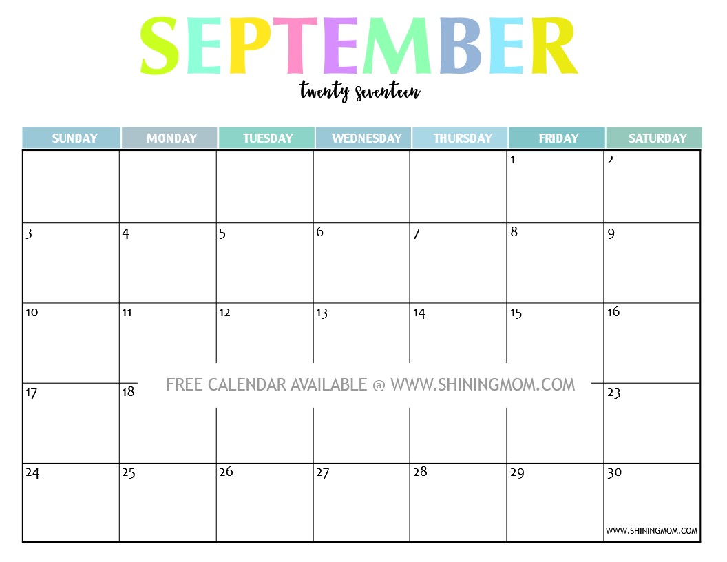 Your Free 2017 Printable Calendar Fun and Colorful