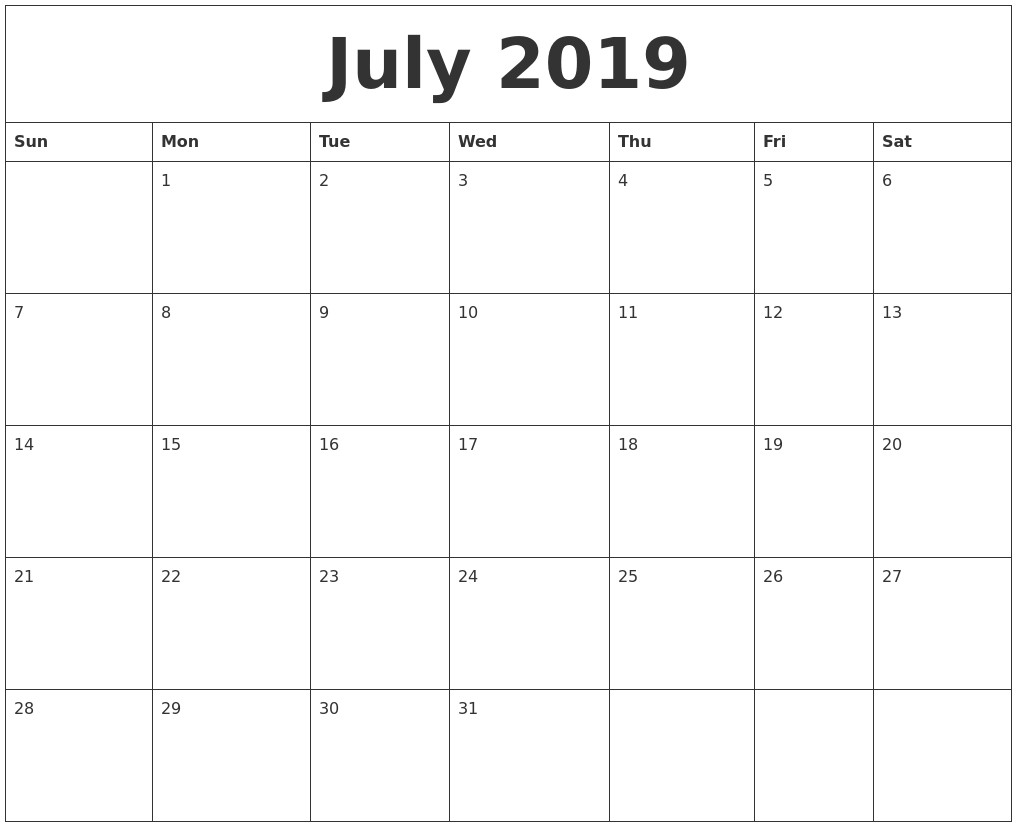 Cute 2019 Calendar