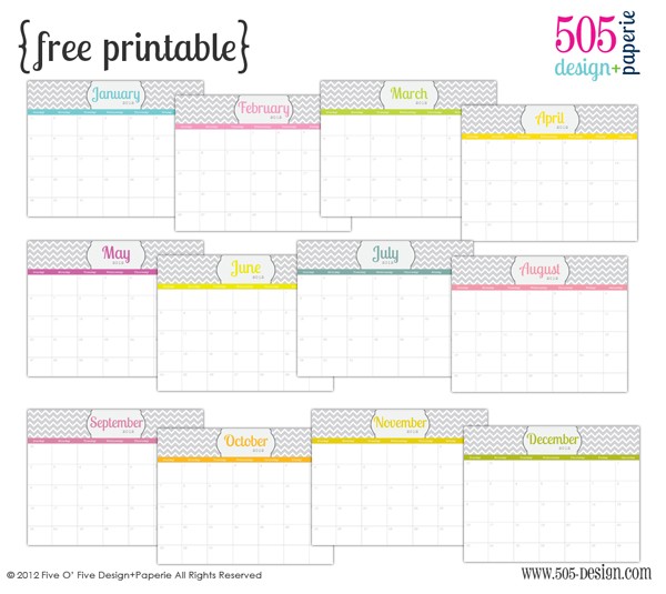 Free Printable 2012 Calender with editable text — 505