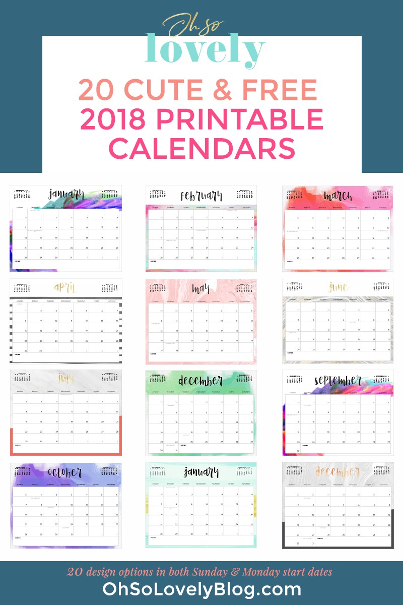 Download your FREE 2018 Printable Calendars today There