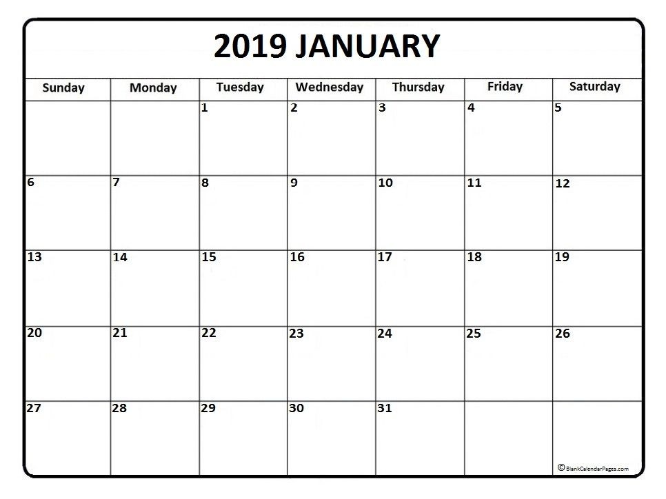 January calendar printable January calendar 2019