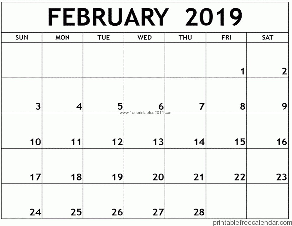 Free Printable February 2019 Calendar Templates