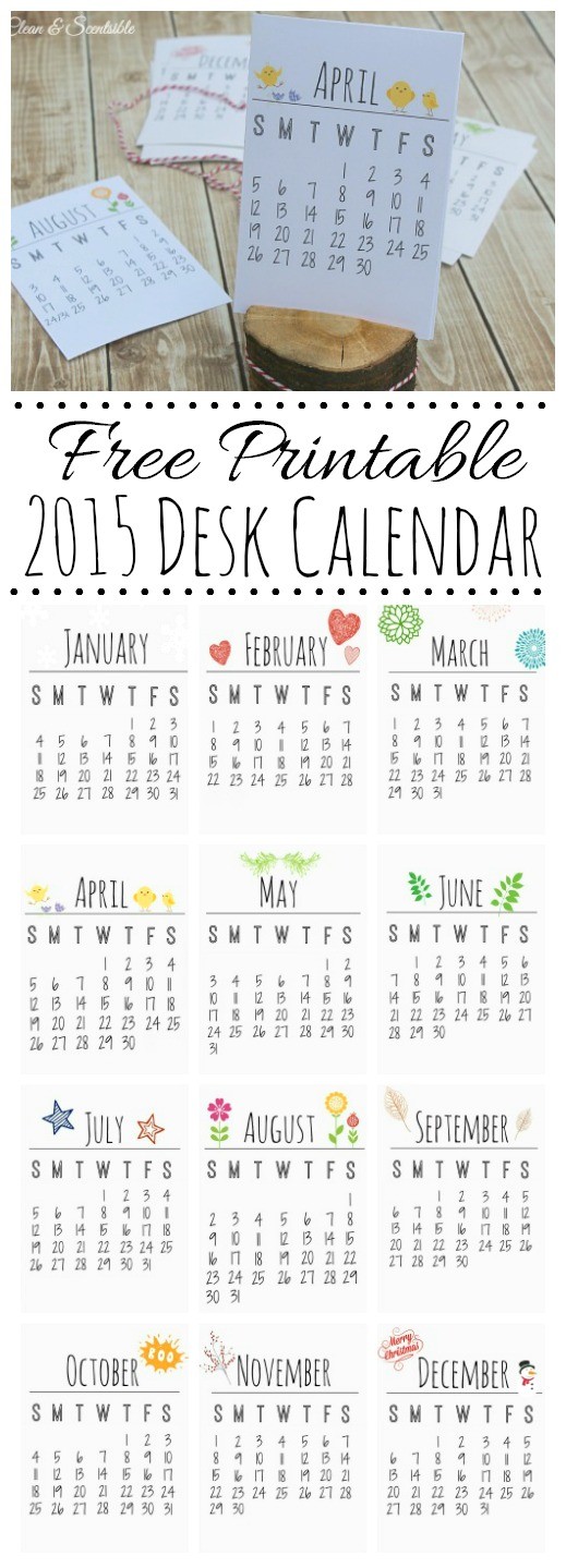 Free Printable 2015 Calendar Clean and Scentsible