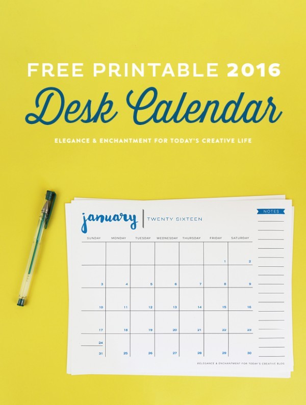 Free Printable 2016 Desk Calendar Today s Creative Life