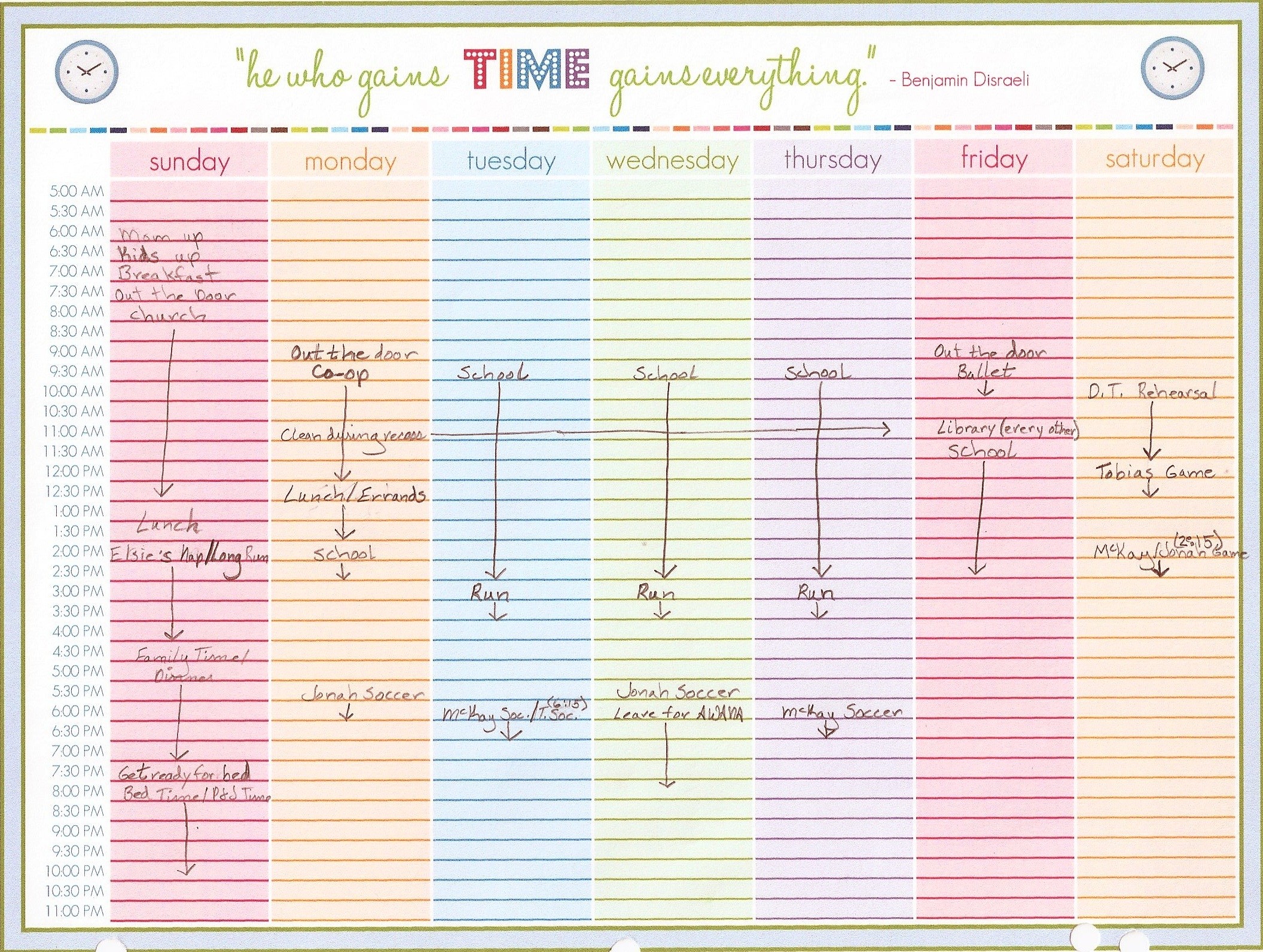 Weekly Calendar With Time Slots Template