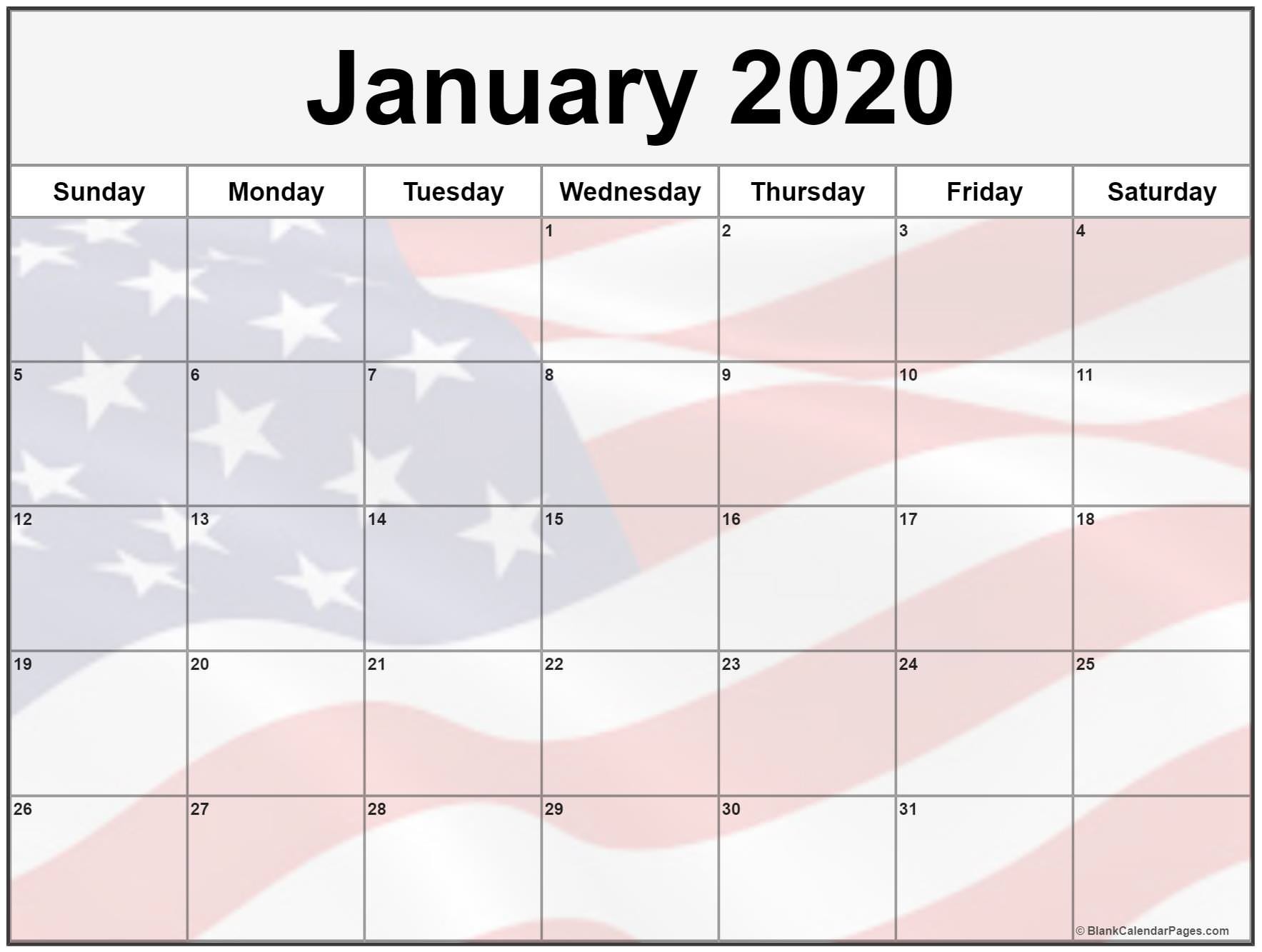 January 2020 calendar