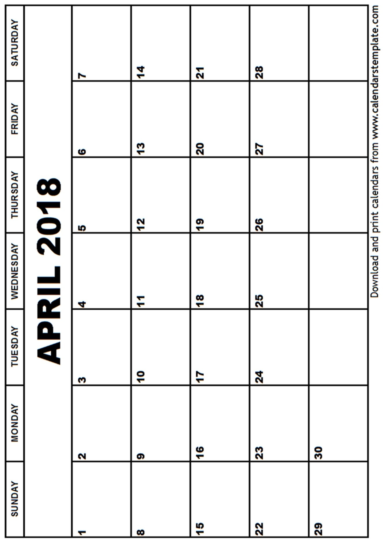 Unique Plain Printable Calendar