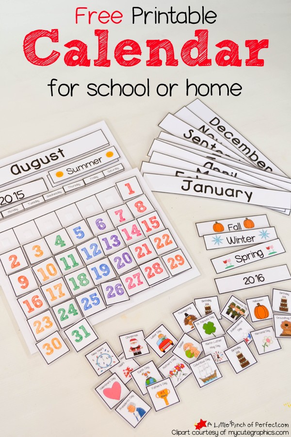 FREE Printable Interactive Preschool Calendar