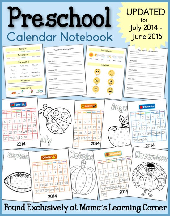 Preschool Calendar Notebook Mamas Learning Corner