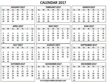 Printable 12 Month Calendar
