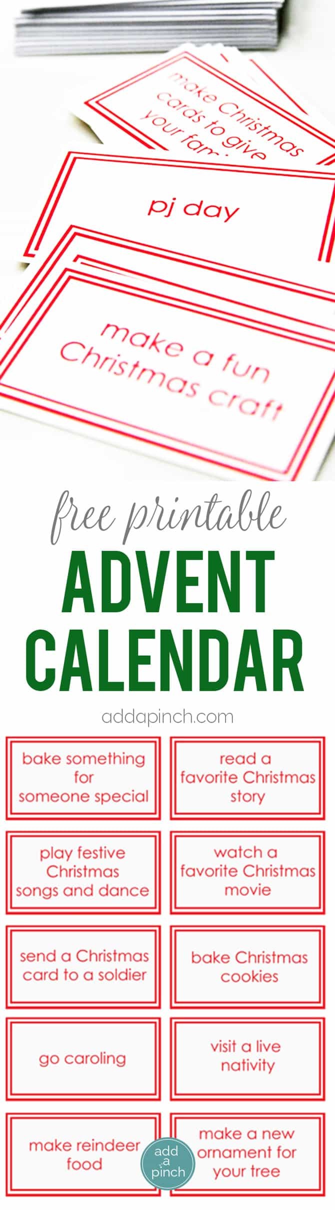 Children s Christmas Advent Calendar Printable Free