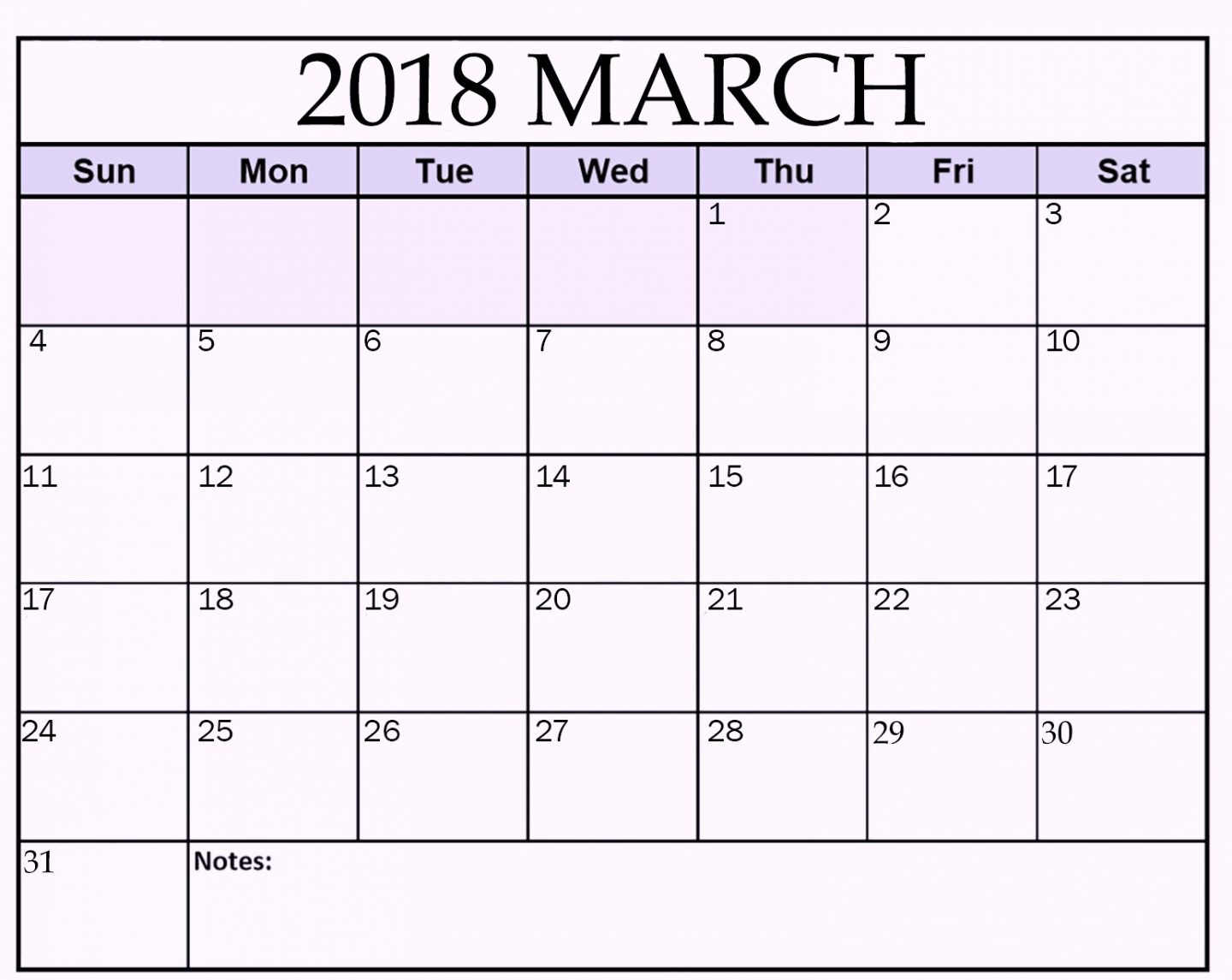 March 2018 Calendar Canada Printable with Holidays