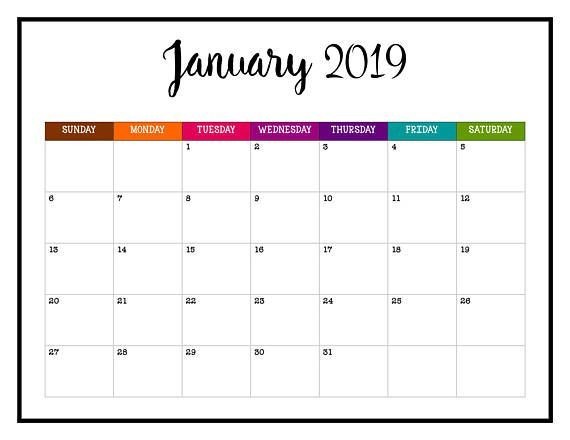 2019 PRINTABLE Calendar 2019 Wall Calendar Pages Crazy