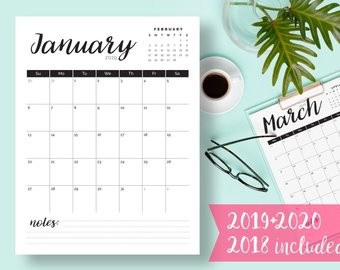 Printable Calendar 2019 2020 2018 Desk Calendar PDF