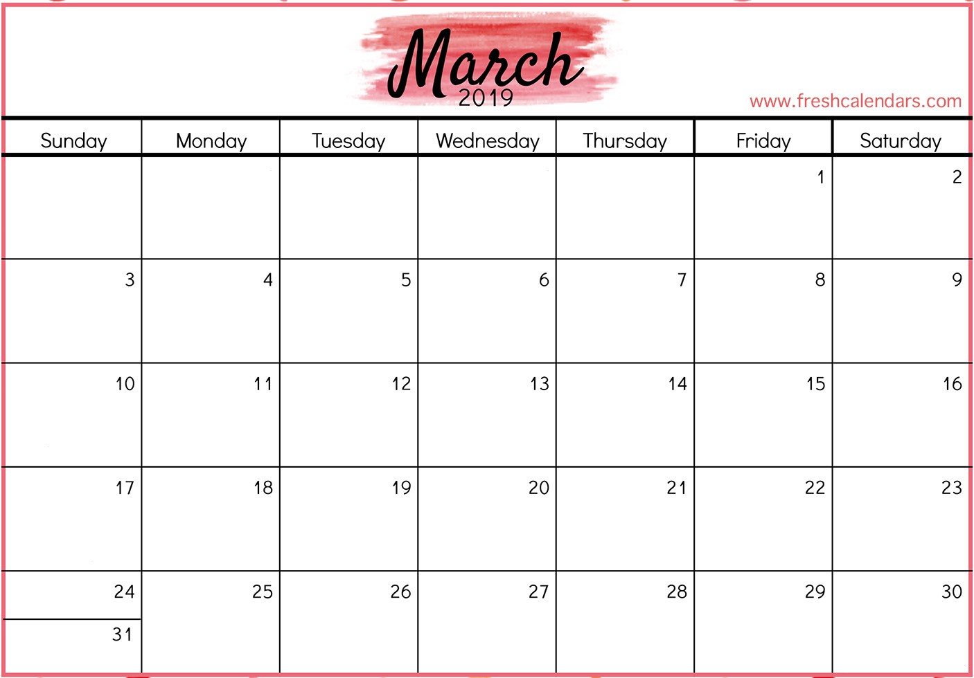 Printable March 2019 Calendar Fresh Calendars
