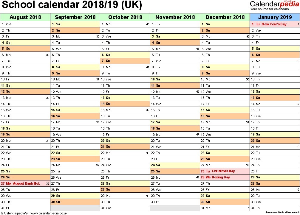 Best Printable School Calendar 2019 15