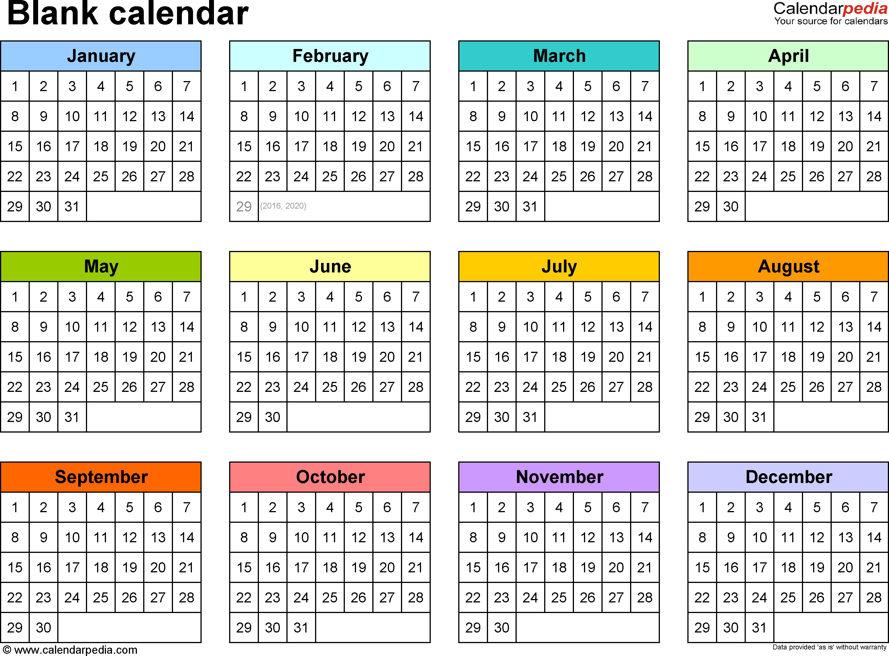 Yearly Calendar Printable