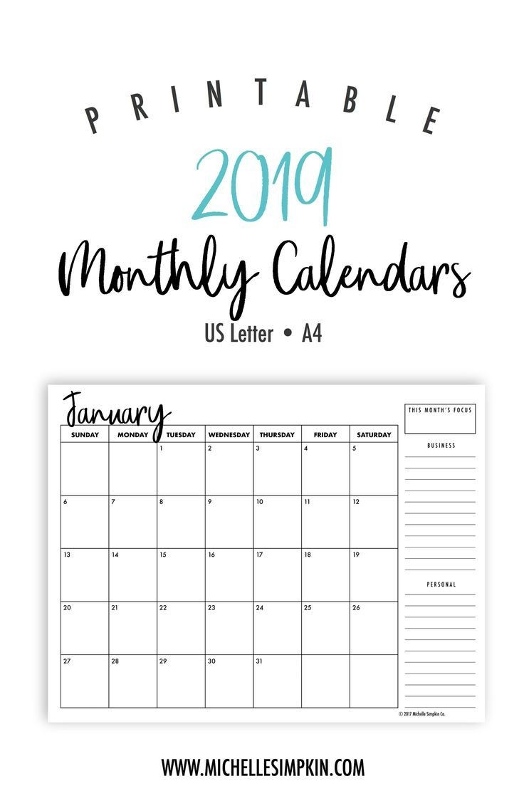 Printable calendar 2019 – Download 2019 Calendar Printable