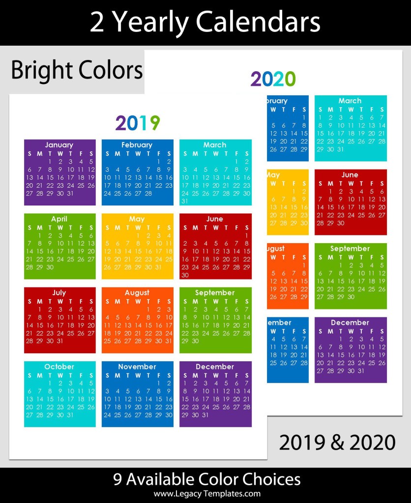 2019 & 2020 Yearly Calendar – A5