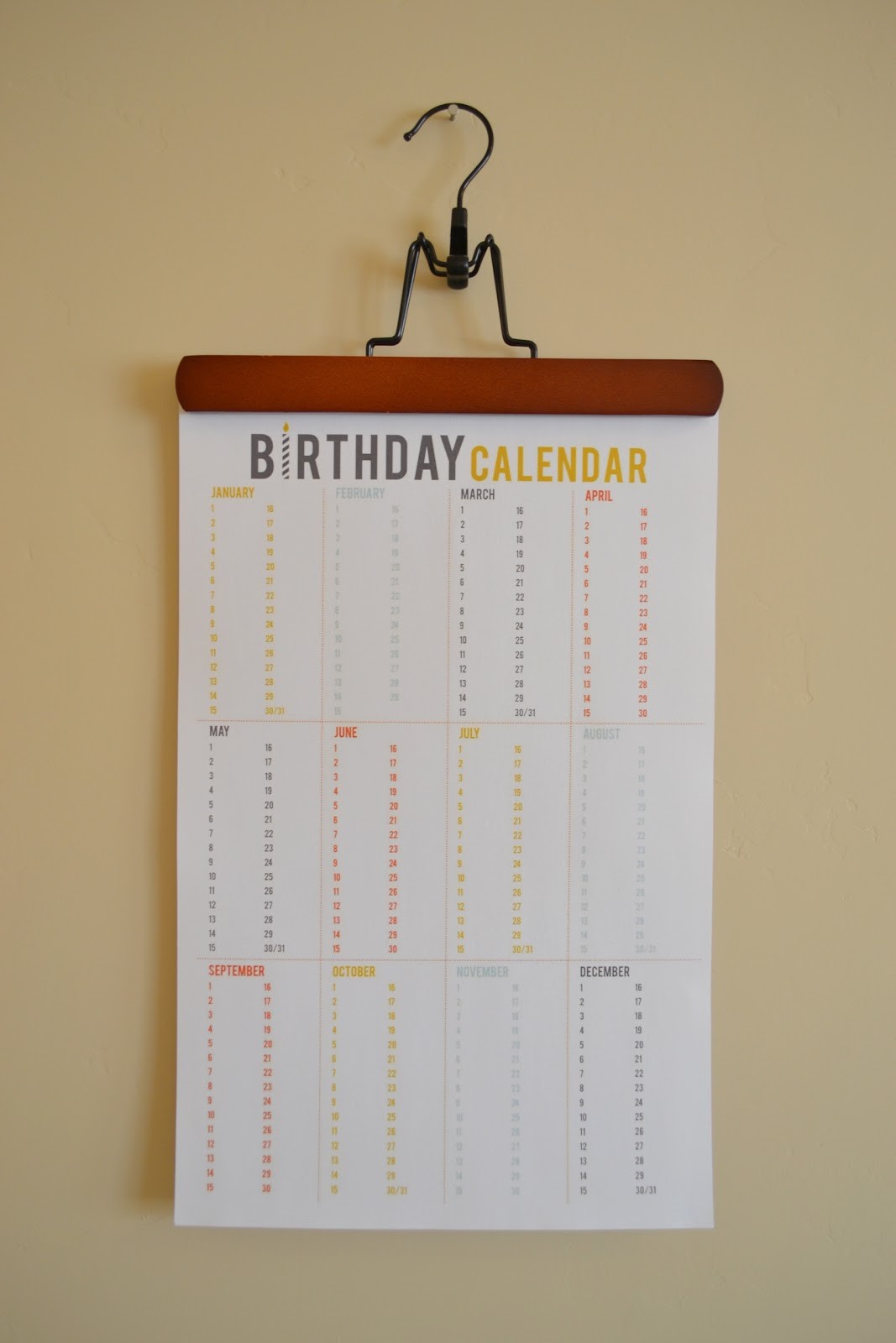 Craftaphile Printable Birthday Calendar