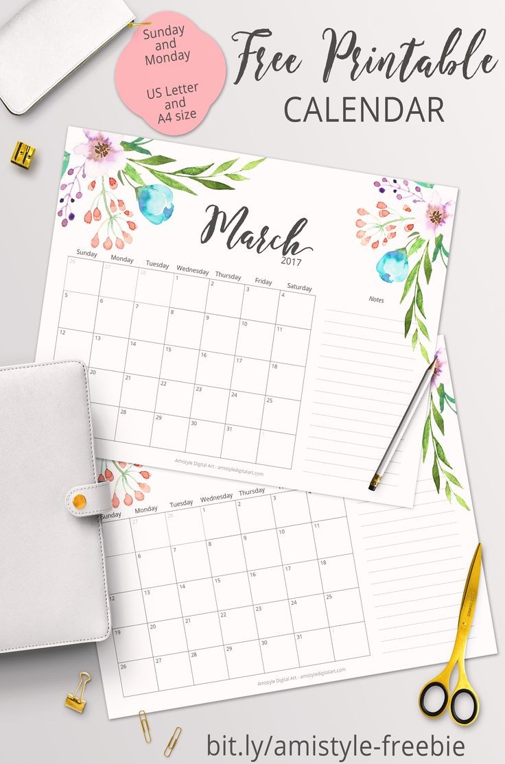 FREE PRINTABLE PLANNER 2017 March calendar with