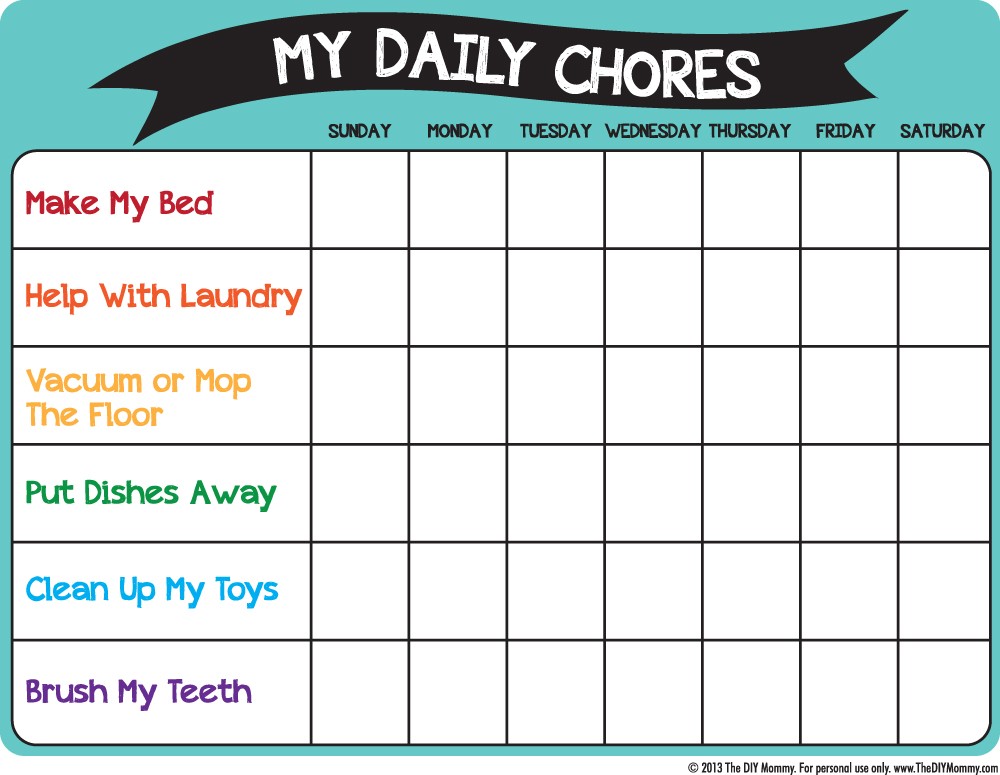 Make A Preschool Chore Chart – Free Printable