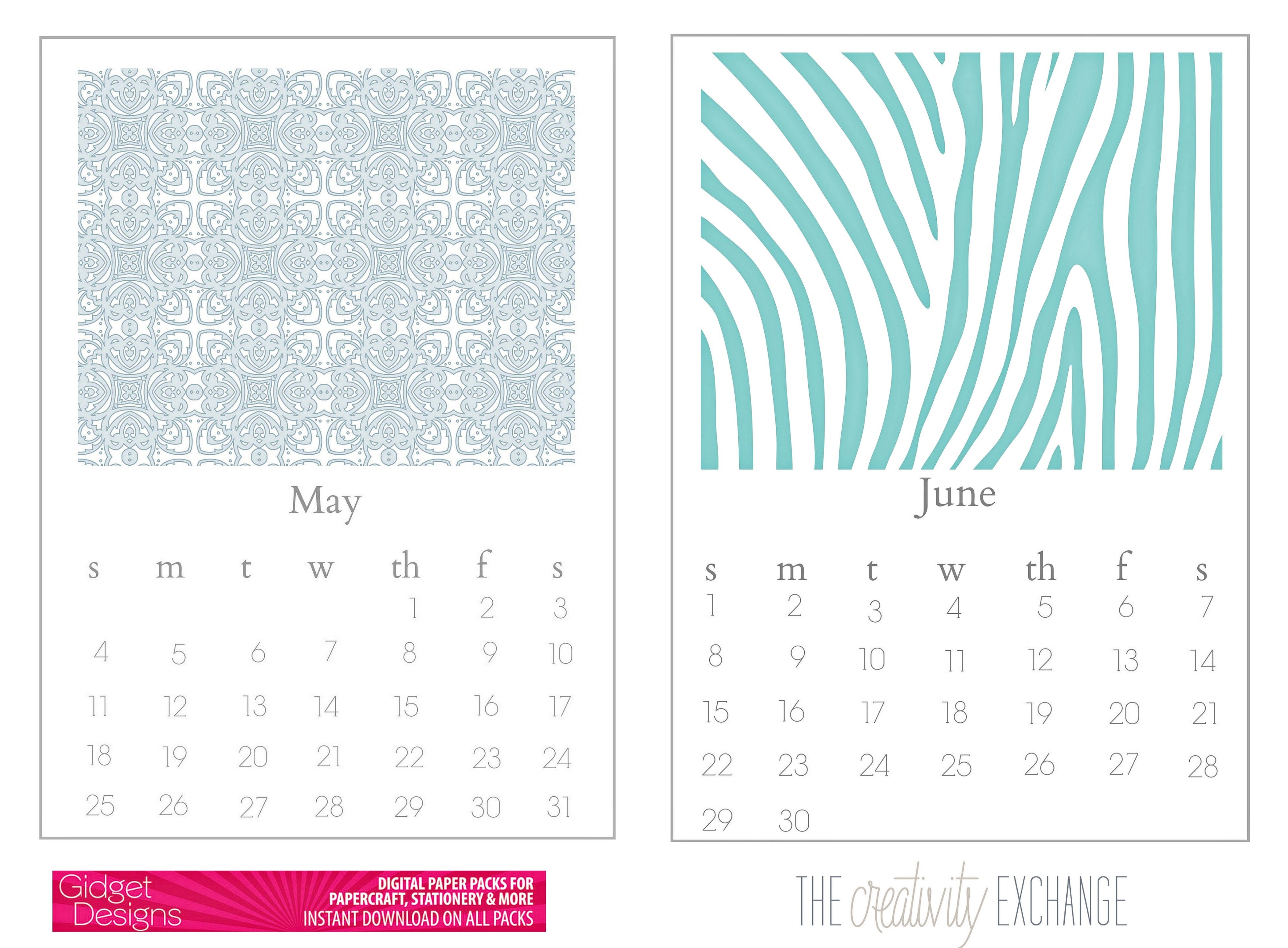 Free Printable 2014 Chic Desktop Calendar