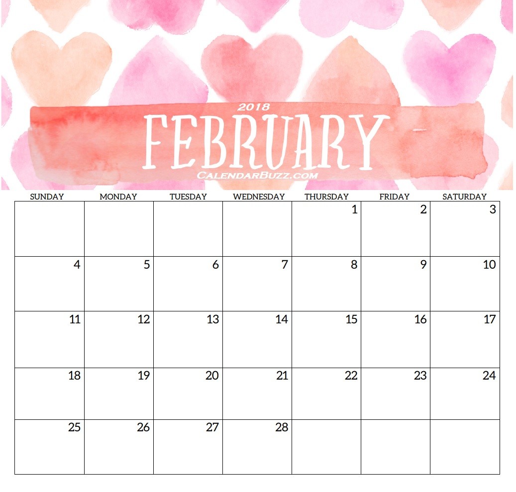February 2018 HD Calendar