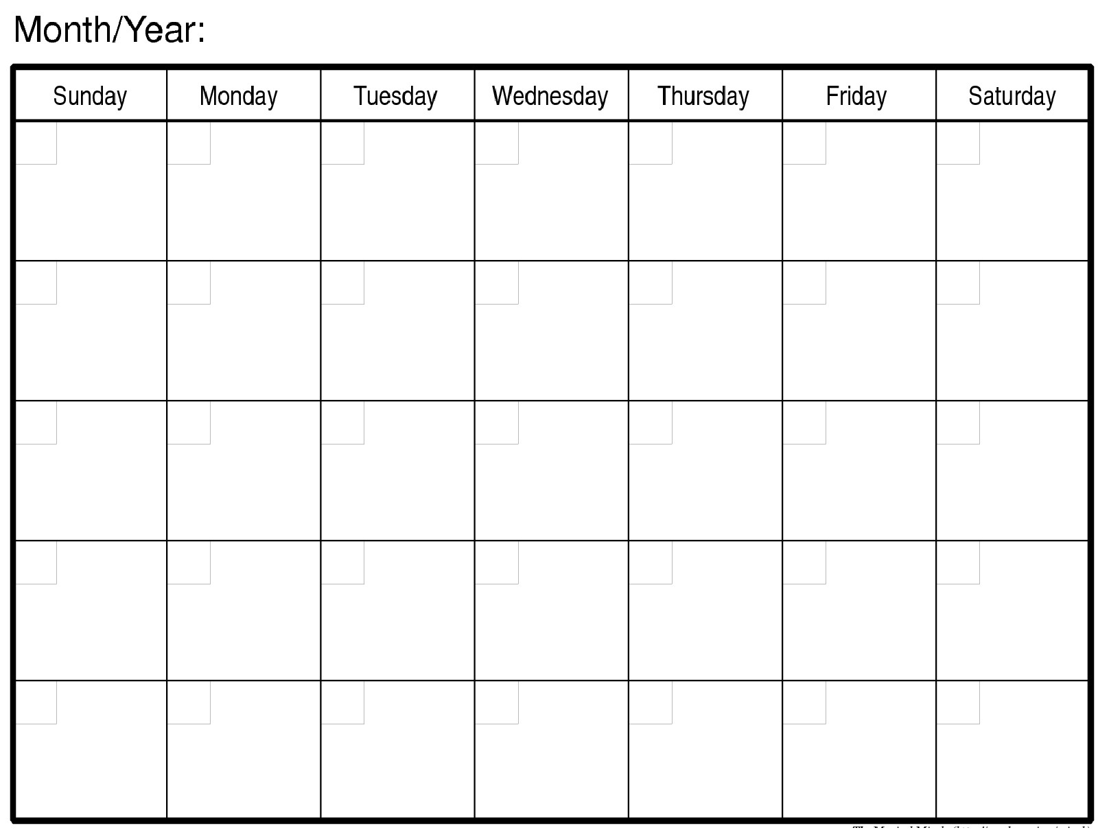 Blank Calendar Month Printable Free