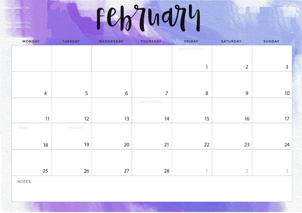 February 2019 Printable Calendar Templates Free