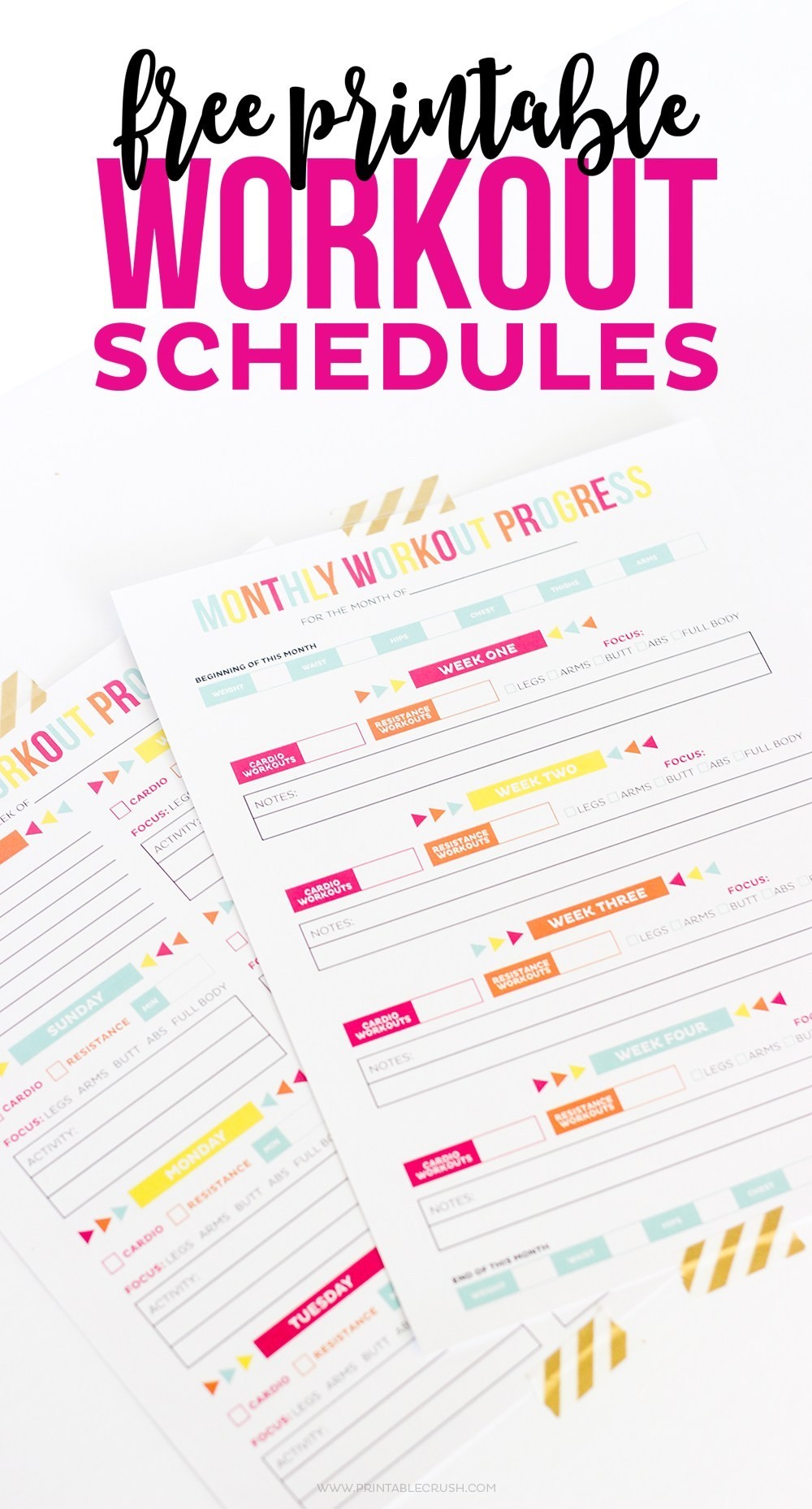 Workout Calendar FREE Printable Schedule Progress Sheets
