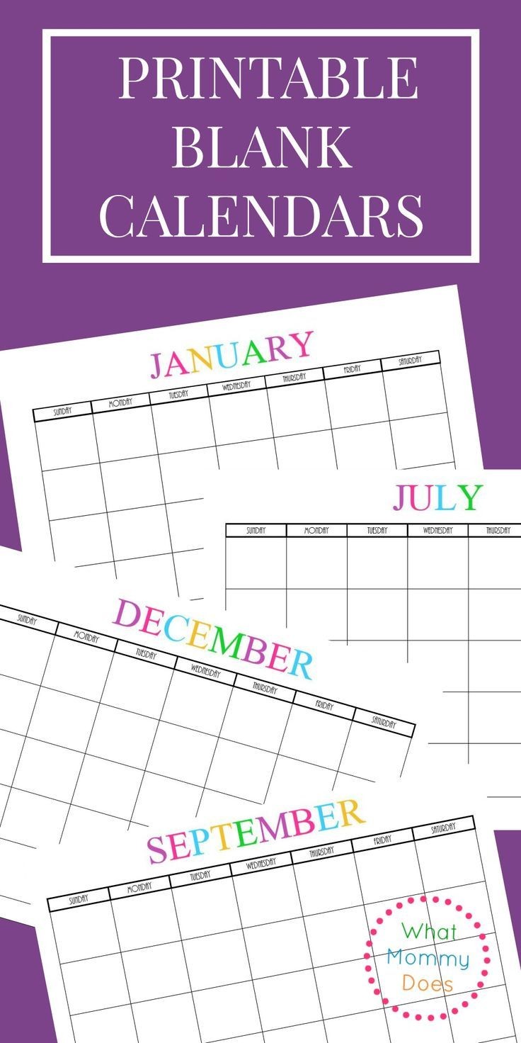 Free Printable Blank Monthly Calendars – 2018 2019 2020
