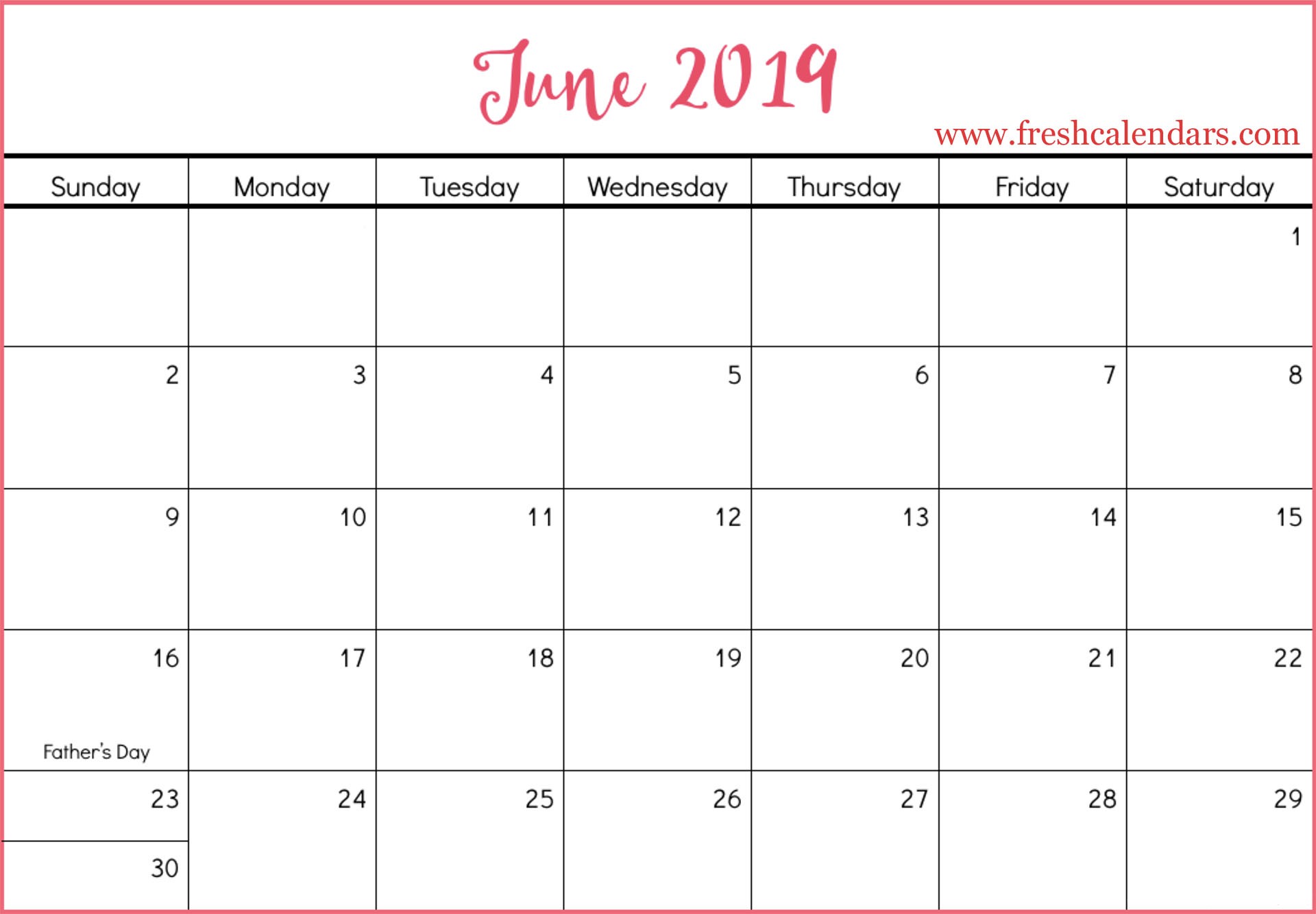 Printable June 2019 Calendar Fresh Calendars