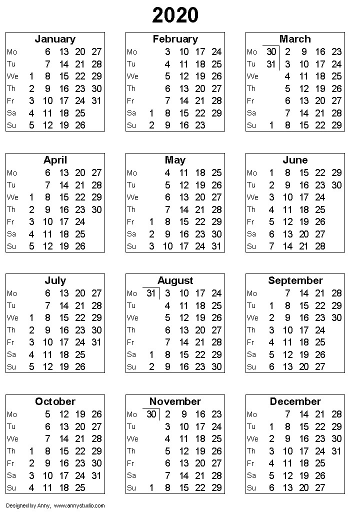 Free Printable Calendars and Planners 2019 2020 2021