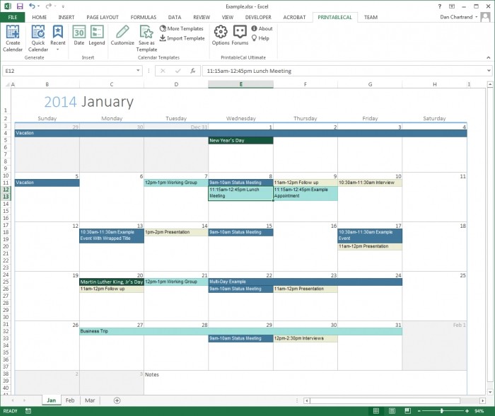 Printable Calendar Custom Date Range