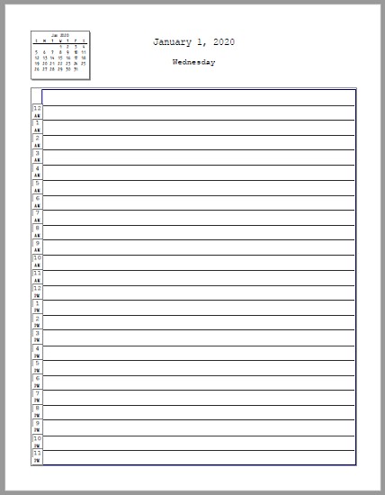 24 hour Daily Tracker Planner Free to print PDF