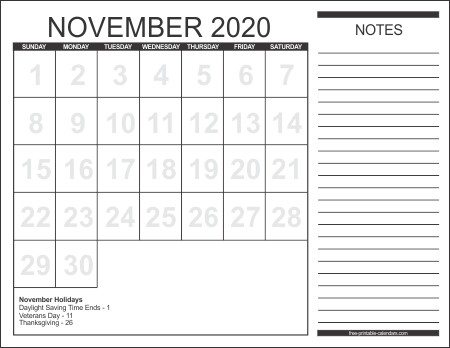 2020 Free Printable Calendars Free Printable Calendars