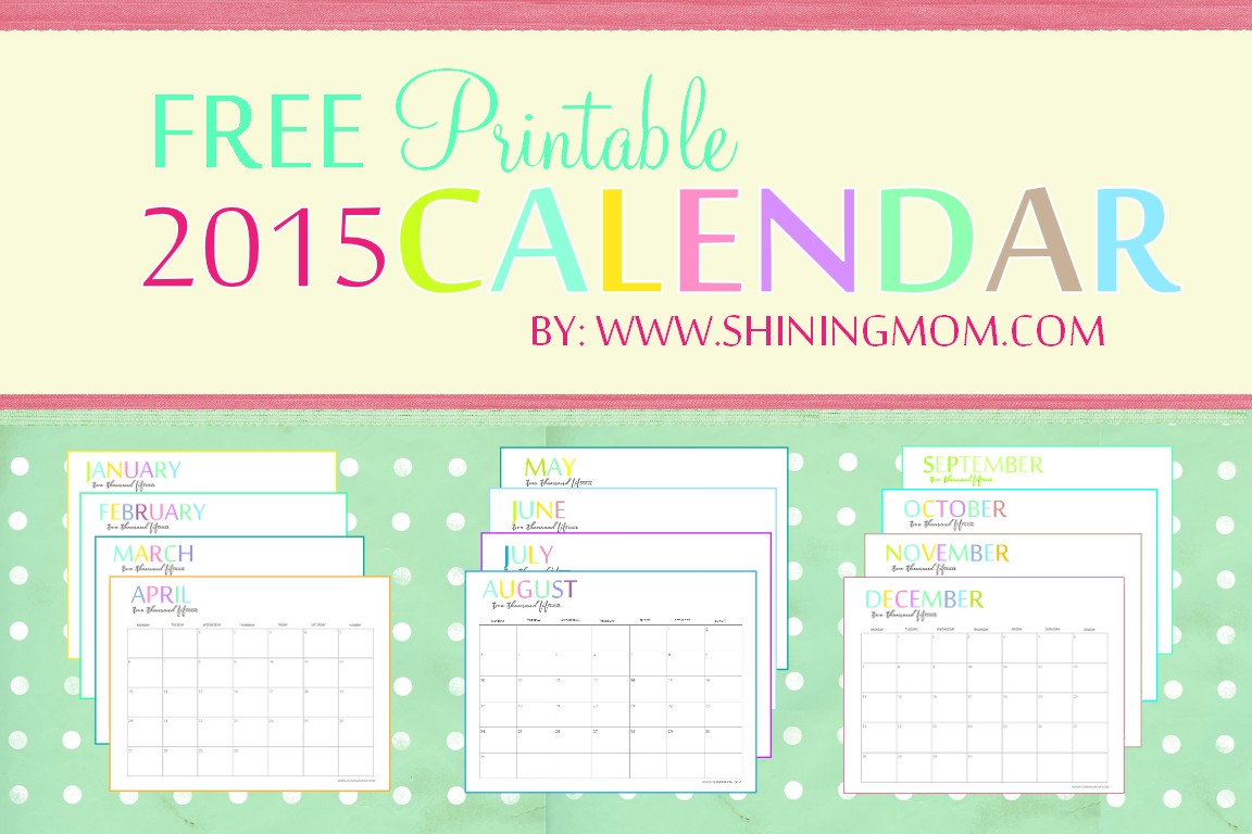 2015 Free Printable Calendars