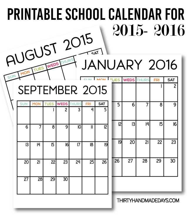 2016 free printable calendars Lolly Jane