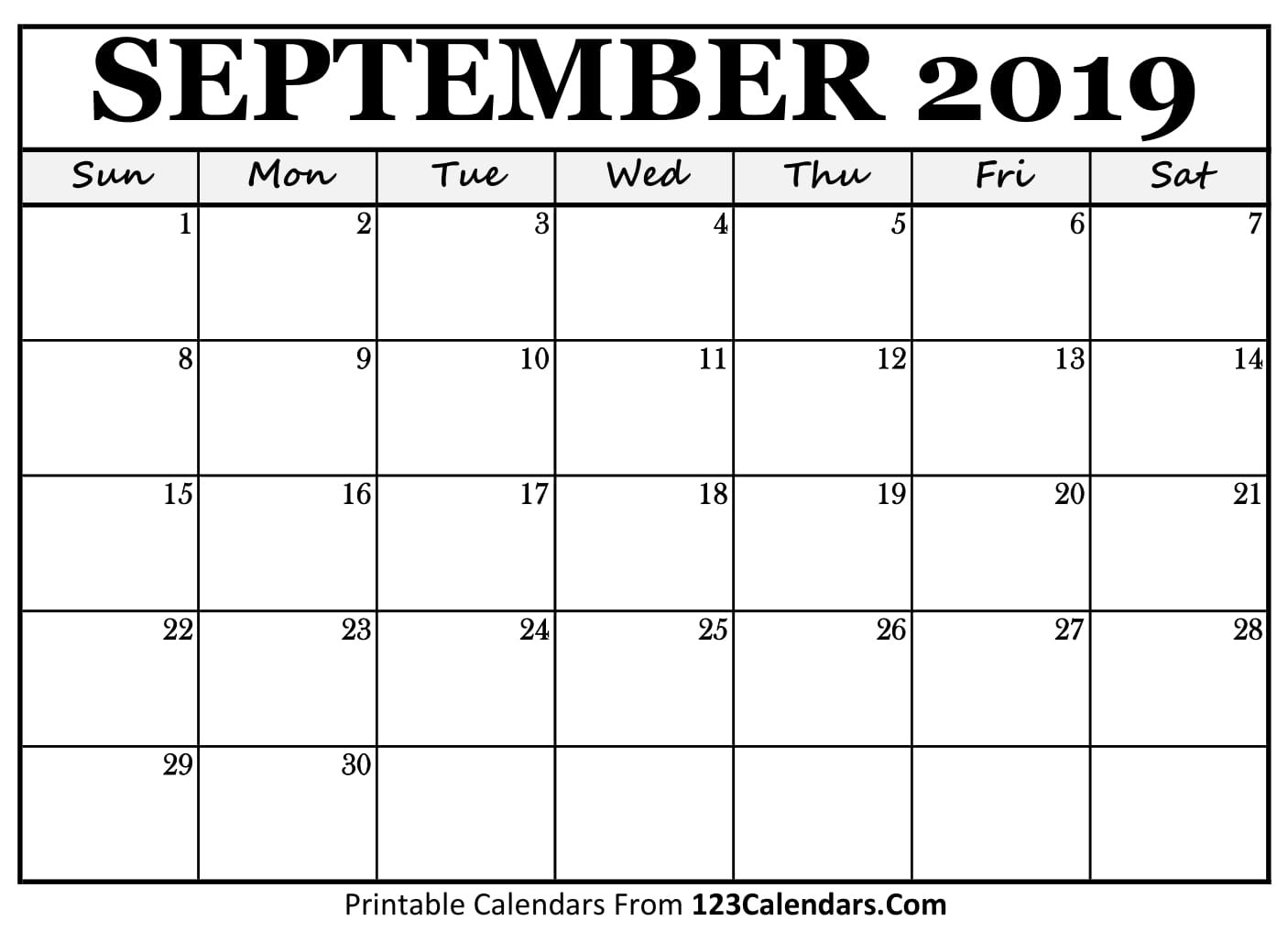Printable September 2018 Calendar Templates 123Calendars