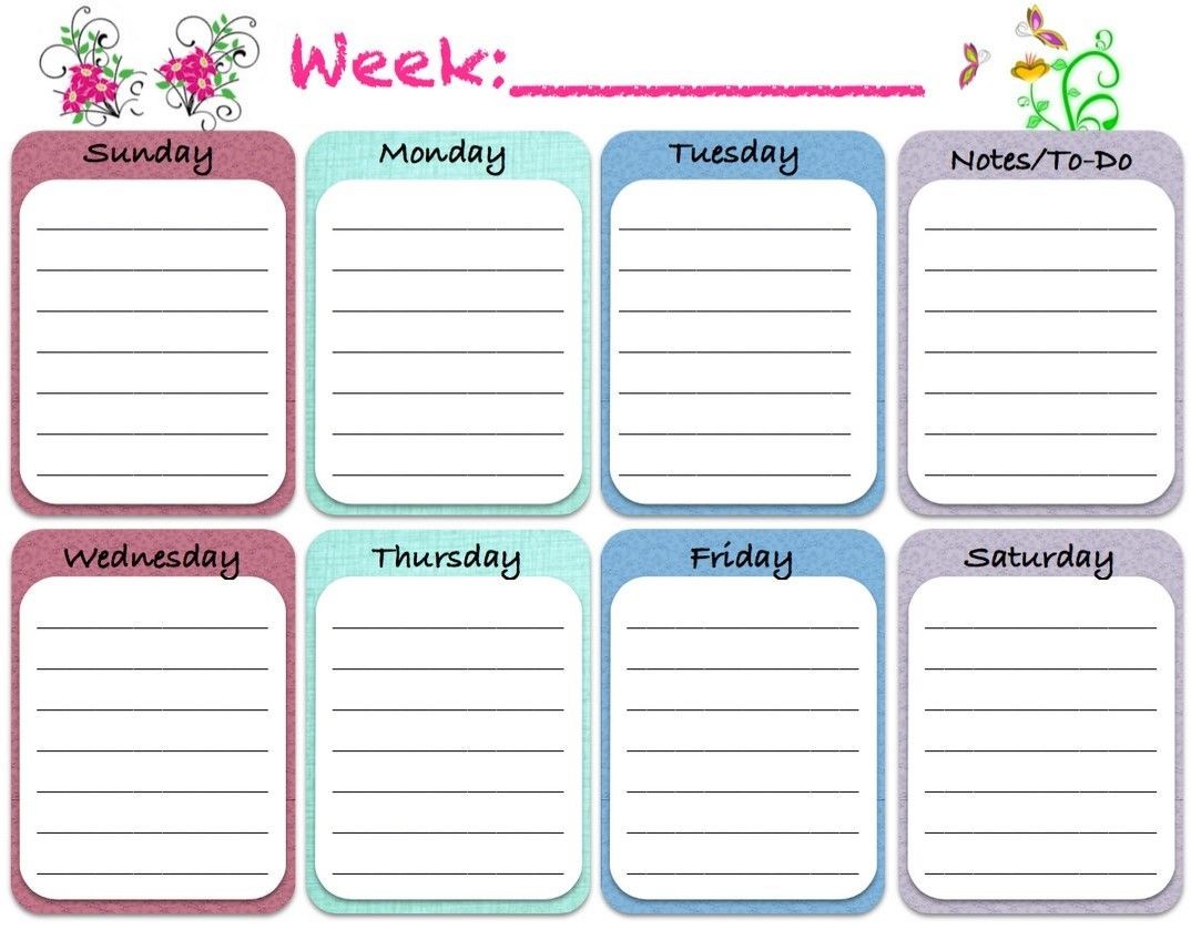 Weekly Blank Calendar Template 5 Calendar