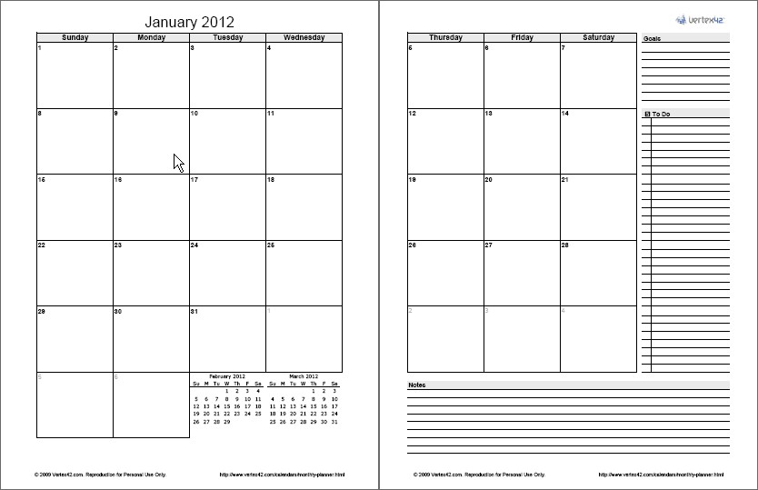 Monthly Planner Template Free Printable Monthly Planner