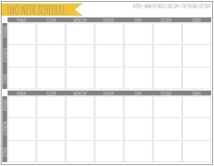 Printable two week planner perfect for helping with work