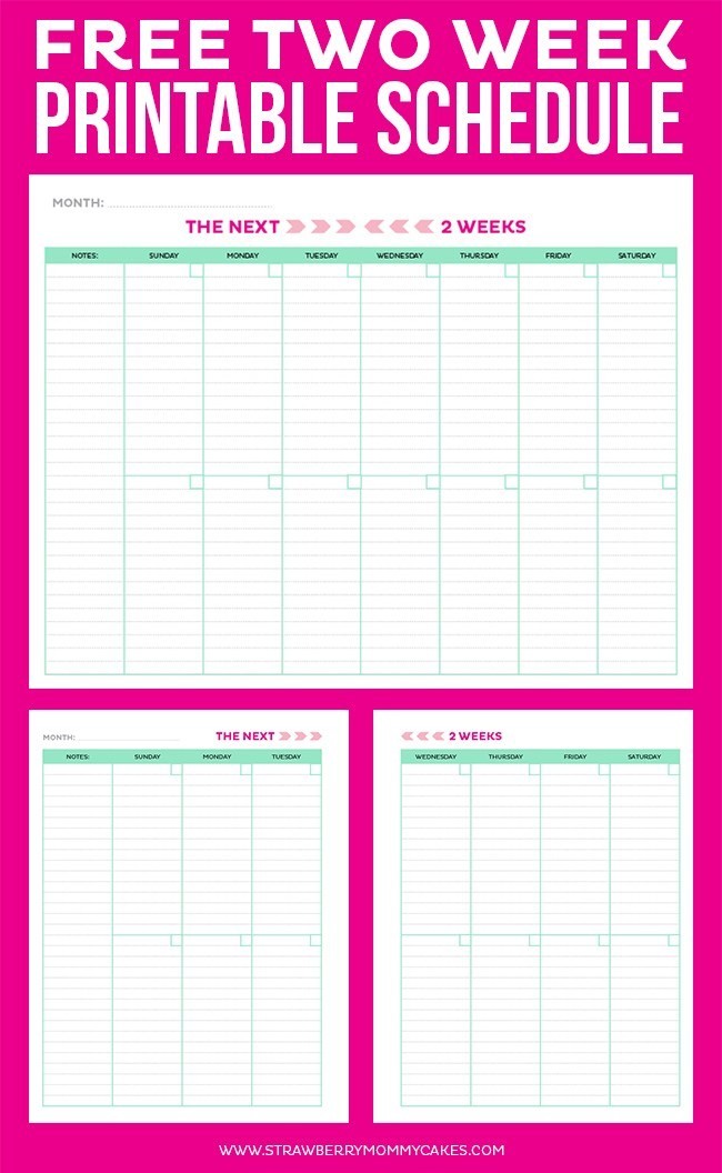 Printable Weekly Calendar Get Organized Two Weeks At A Time