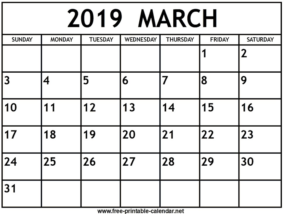 March 2019 Calendar Print Calendar from Free printable