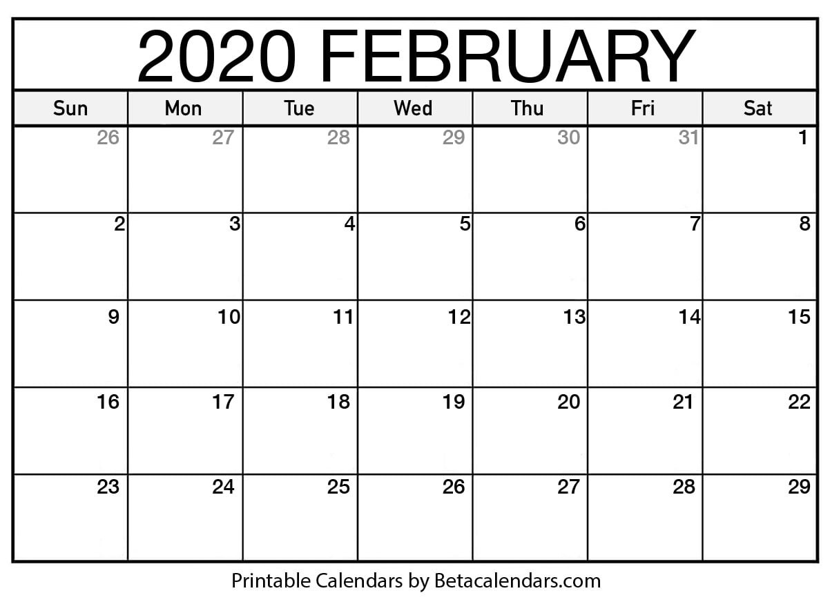 February 2020 Calendar Beta Calendars