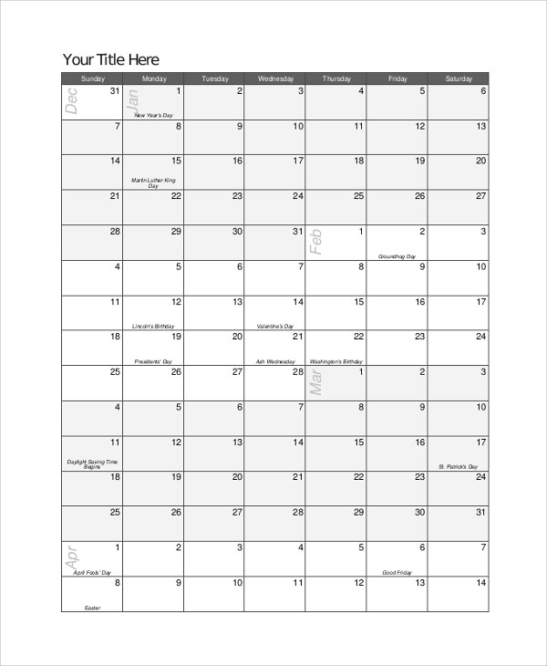 8 Printable Weekly Calendar Samples