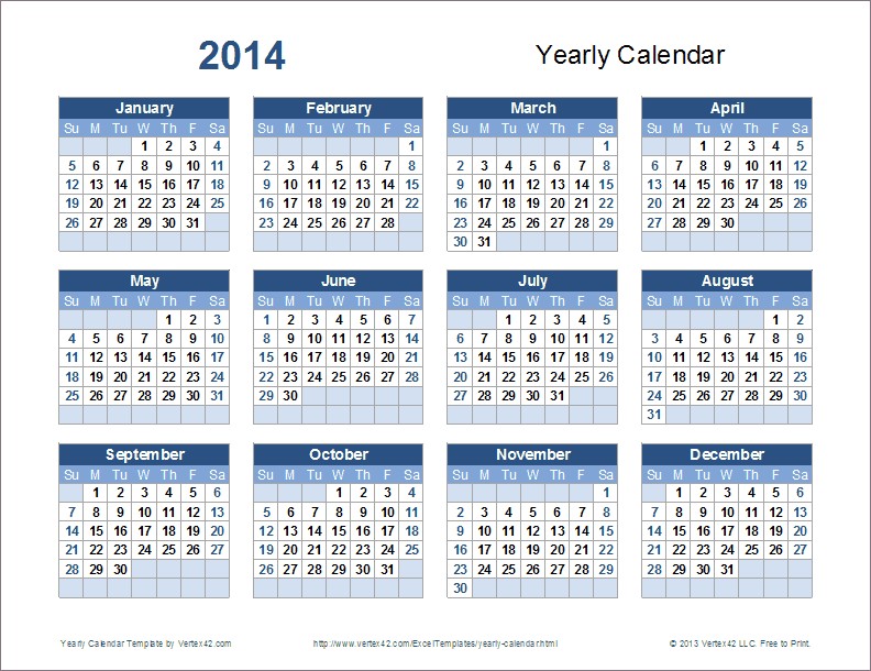 Yearly Calendar Template for 2019 and Beyond