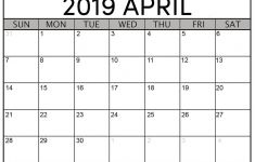 April 2019 Calendar Printable Printable April 2019 Calendar